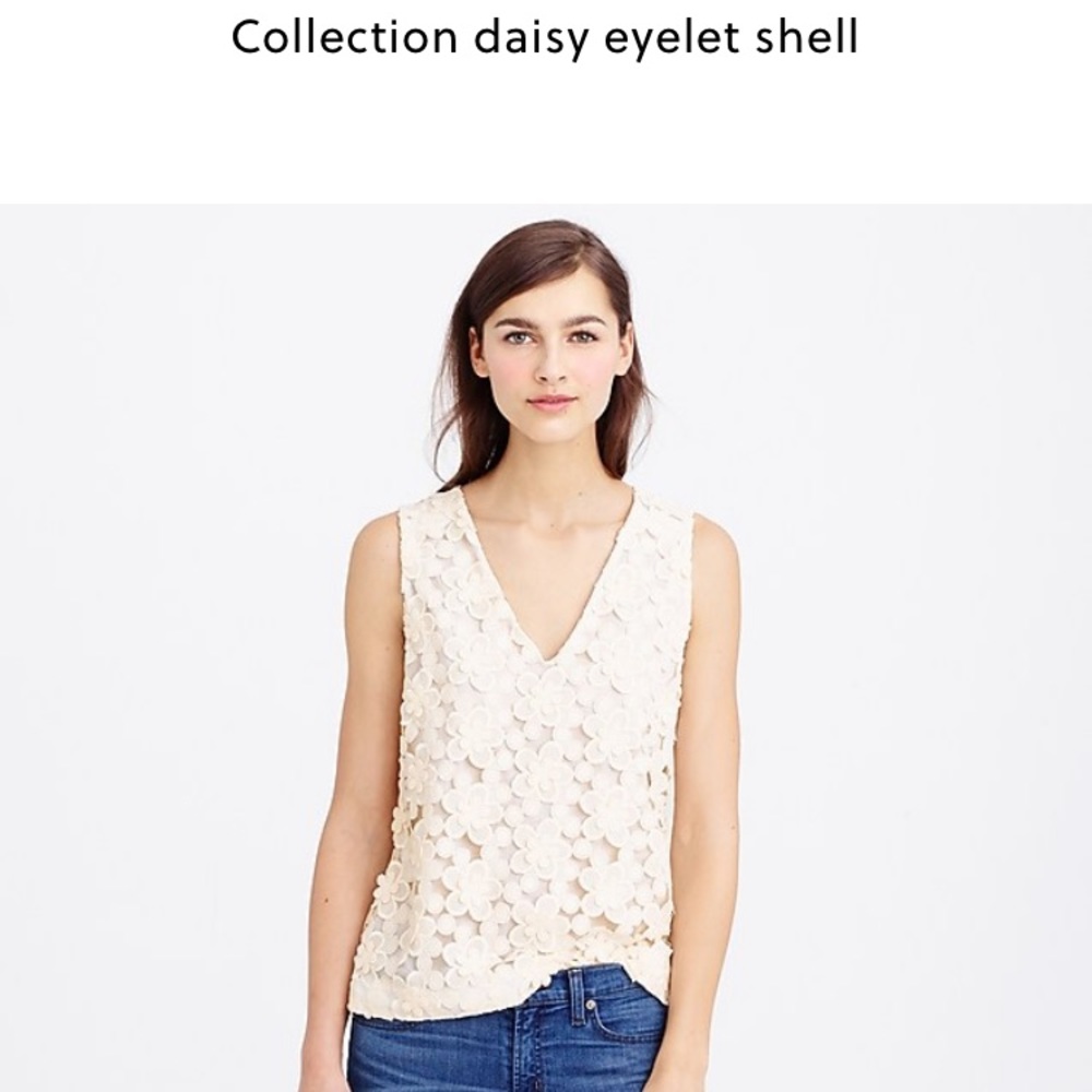 J Crew Collection Daisy Eyelet Shell, Size 0